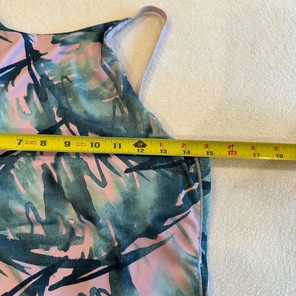 Prana Women's Abstract Pink and Green Tank Top with Built in Bra - Picture 2 of 6